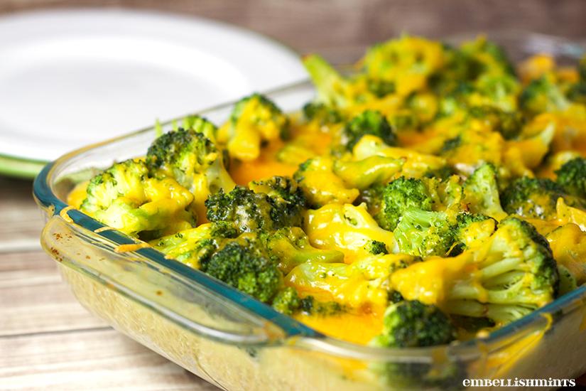 Cheesy Broccoli Casserole with chicken is ready in 30 minutes or less! Eat it with noodles or quinoa and it will quickly become a family favorite. www.Embellishmints.com