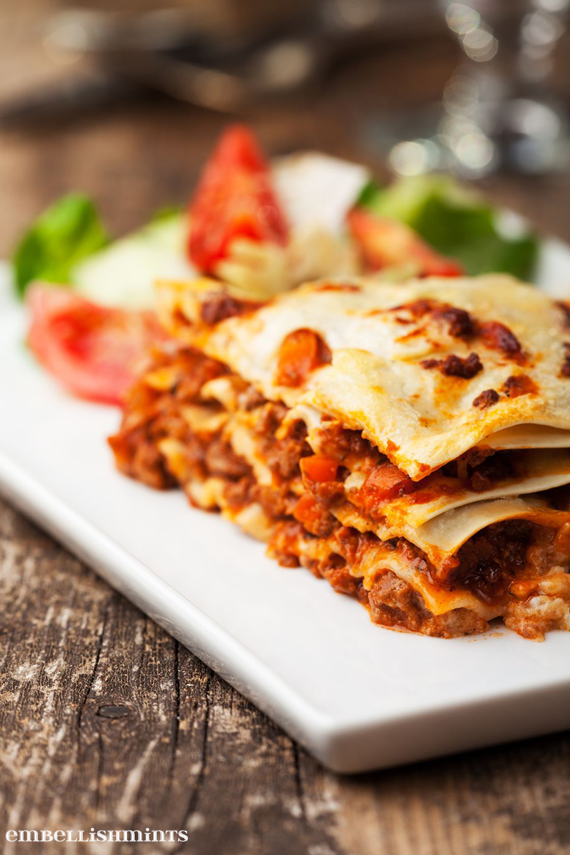 Triple Cheese, Meat and Veggie Lasagna - Embellishmints