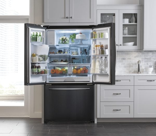 The Samsung Black Stainless Steel is the New Black! I love how it's resistant to fingerprints and magnetic so I can showcase my kid's talents! Time to update our kitchen! www.Embellishmints.com