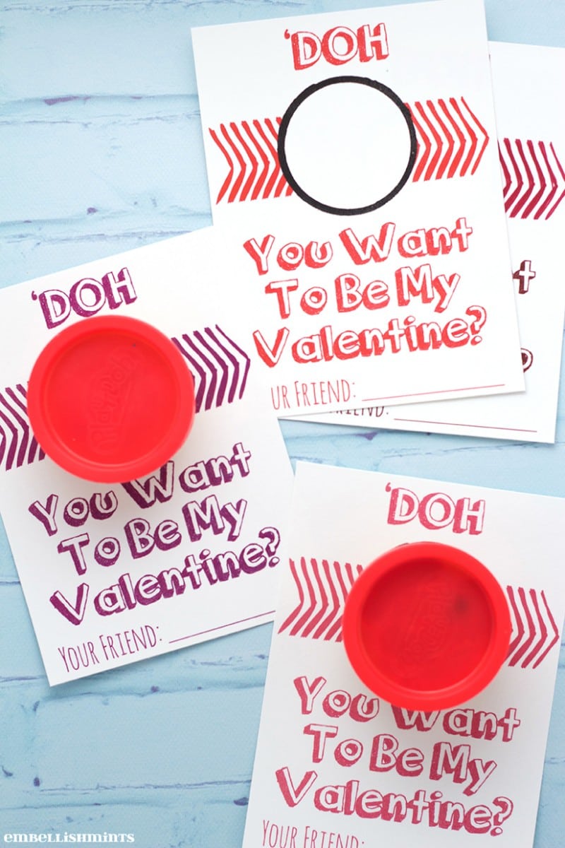 Handmade PlayDoh Valentine + Printable Embellishmints