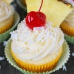 Pina Colada Cupcakes recipe from DelightfulEMade on this week's linky party on Embellishmints.com
