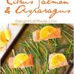 Vegetable Recipes For Kids || Kid Friendly Vegetable Recipes. This Sheet Pan Citrus Salmon and Asparagus recipe has a delightful glaze of orange, lemon & lime. The salmon is roasted with the asparagus for easy cleanup!