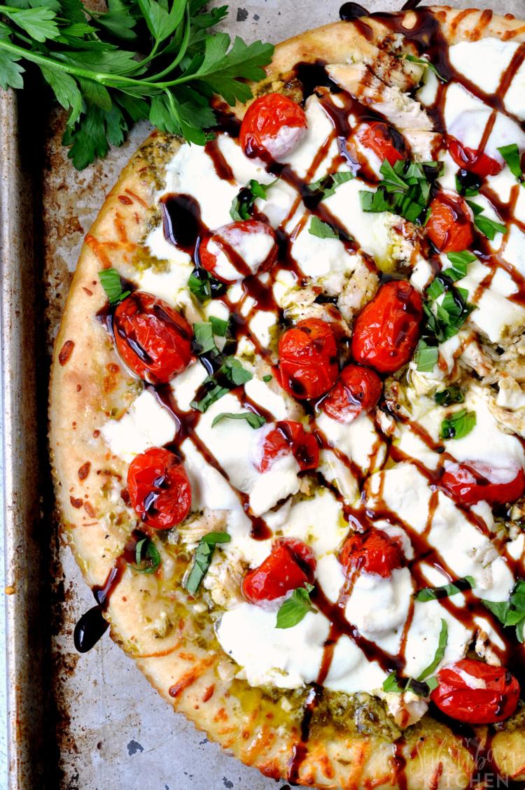 Chicken Bruschetta Pizza with a Balsamic Reduction from this week's Linky Party brought to you by My Suburban Kitchen. No need to order pizza, make this instead! Fresh, delicious and fun to make with your kids. 