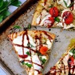 Bruschetta Chicken Pizza with a Balsamic Reduction from this week's Linky Party brought to you by My Suburban Kitchen. No need to order pizza, make this instead! Fresh, delicious and fun to make with your kids.