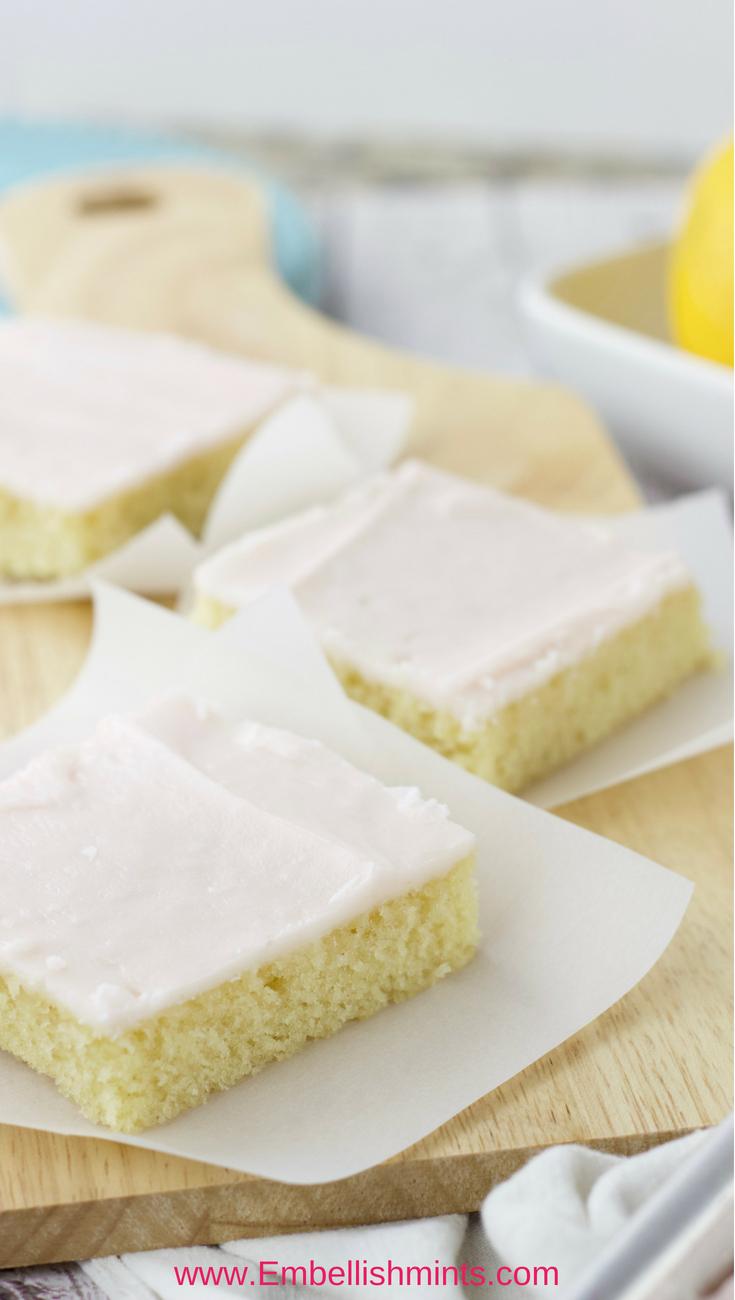 This Pink Lemonade Sheet Cake Recipe is delicious! It melts in your mouth and it will be gone before you know it. The perfect recipe for all your summer get togethers! Not to mention it's ready within 30-minutes! www.Embellishmints.com