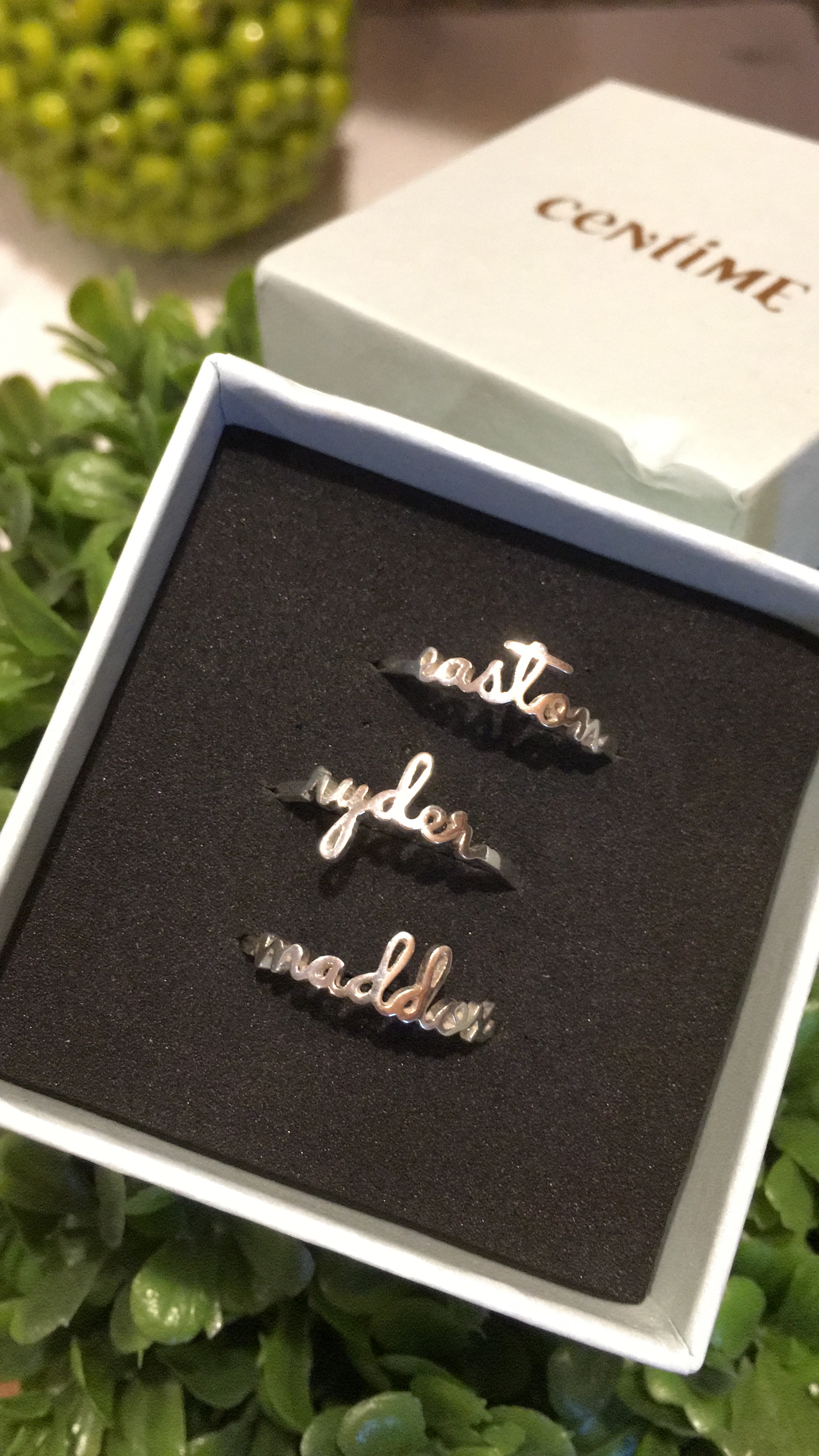 Centime Gift Stackable Name Rings. Get your discount code on Embellishmints.com